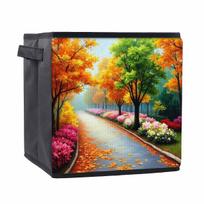 Autumn Wind and Fallen Leaves 5D Diamond Painting Storage Basket Full Round Drill Mosaic Diamond Embroidery Cross Stitch Kits Home Decor Home Decor 25cmx25cm