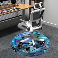 Avataro įkvėpta kėdės kilimėlis - Apvalus kilimas namų dekoravimui, biuro naudojimui, svetainei 80cm blue