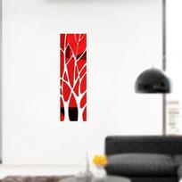 Akrilinis Laimės Medžio Veidrodinis Sienos Lipdukas - Lipni Šakų Dekoracija Svetainei, Valgomajam, Prieškambariui, TV Fonui Small 80x20CM Boxed raudona