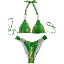 2024 Naujas Seksualus Vasaros Bronzinis Braziliškas Bikini Push Up Maudymosi Kostiumėlis Moterims Grandinėlė Maudymosi Kostiumėlis Petnešėlės Biquini Dviejų Dalių Maudymosi Kostiumėlis L