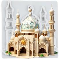 Fairytale Castle Silicone Mold Castle Fondant Molds Cake Decorating Tools Cupcake Topper Candy Resin Clay Chocolate Gumpaste Mold pilka spalva