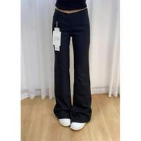 Black Micro-flare Suit Pants for Women In Spring New Low-waisted Slimming and Drooping Floor-moving Casual Horseshoe Pants S