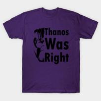 Men Black Print T-shirt Thanos Was... No-Cut Heat Transfer Print Cotton Tshirt 3XL violetinė