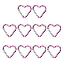 10Pcs Heart-shaped Carabiner Hooks Compact Strong Load-bearing Snap Hook Clips Quick Link Key Holders Camping rožinė