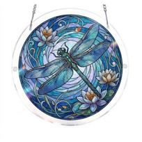 Acrylic Jigsaw Puzzle Suncatcher, Tree of Life/Flowers Stained Glass Style Window Hanging Decor, DIY Sun Catcher Kit for Home, Garden 19cm B gray