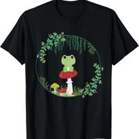 Cottagecore estetika Kawaii varlė Goblincore Mielas grybas T-shirt S juoda
