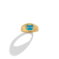Creative Color Little Frog Oil Drop Ring Women, Cartoon Alloy Small Animal Geometric Jewelry