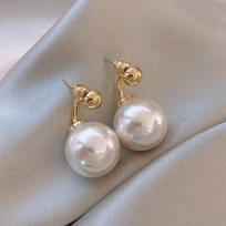 925 Silver Needle Exaggerated Pearl Earrings for Women - Trendy Two-Way Wear with Small Bean Studs