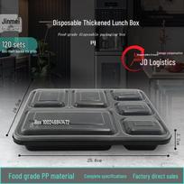 Jinmei Hewang 6-Compartment Black Disposable Meal Prep Containers