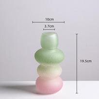 Glass Vase Pebble Geometric Striped Gradient Colored Flowerpot Flower Vase Terrarium Home Decoration Accessories