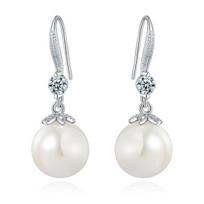 Yousheng Hook Earrings Faux Pearl Rhinestones Jewelry Shining Imitation Pearl Earrings for Wedding Party Banquet Gifts