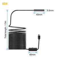 5,5 Mm Android endoskopinė kamera 3 in 1 mikro USB C tipo borescope mini kamera vandeniui atspari LED automobilio patikra, skirta Huawei Xiaomi kompiuteriui juoda