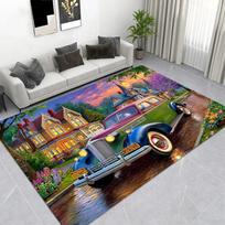 American Muscle Car Night Scene Printed Area Rug, Non-Slip Living Room Floor Mat Home Decor 40x60cm( 15x23in )