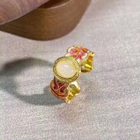 Blind Box Court Style Dopamine Enamel Dripping Oil Medieval Opening Ring Flower High Sense Ring Adjustable opening