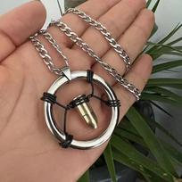 Žaidimų Punk Cosplay Karoliai Unisex Cyberpunk Metaliniai Retro Kulkos Pakabukas Karnavalo Šventės Papuošalai Aksesuarai Dovana CLE brown