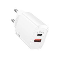 USAMS Charger. network. 1xUSB-C+1xUSB T35 20W (plug only) PD3.0 +QC3.0 Fast Charging white CC121TC01 (US-CC121)
