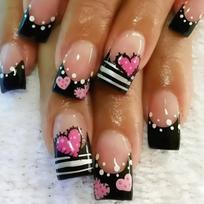 Valentine Press on Nail Stick On Nail Artificial False Nail Square Fake Nail French Nail Tips 12 Sizes for Womens Girls 1