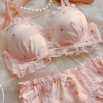 Girls Cute Printed Bras Wireless Push Up Underwear Backless Lingerie 32/70AB