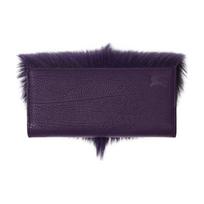 Burberry Magnetic Closure Goat Wool Decor Grain Calfskin Wallet Women wallet Satin-Purple 80779961 Basic Set (Bag+Dust Bag)