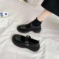 Sweet and cool thick-heeled high-heeled small leather shoes 2025 spring and autumn new thick-soled heightening French retro Mary Jane wedge-heeled 35