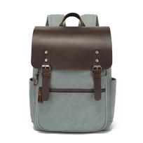 Unisex retro drobės ir odiniai kuprinės: Kelioniniai, mokykliniai ir nešiojamojo kompiuterio krepšiai ežero žalia spalva