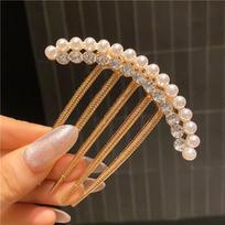 Simple Pearl Water Diamond Metal Pan Hair Insert Comb  Hair Comb Hairpin Mother'S Day Holiday Gift Hair Accessories