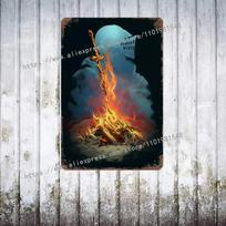 Dark Souls 1 2 3 metal Decor Poster Vintage Tin Sign Metal Sign Decorative Plaque for Pub Bar Man Cave Club Wall Decoration 20x30cm（7.8x11.8inch） black