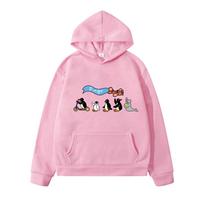 Pingu Animaciniai gobtuvai Laisvalaikio spausdinti džemperiai Mergaitėms Kawaii Y2k Sudadera Vaikų drabužiai Berniukams Žieminiai megztiniai ilgomis rankovėmis Anime viršutiniai drabužiai 130 rožinė