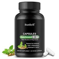 Magnesium (From Magnesium Oxide), Rhodiola Extract Dietary Supplement, 120 Capsules 120 Capsules black