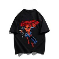 Officially Authorized Spider-Man Print T-shirt For Men And Women Trendy Street Casual Loose Autumn And Winter Innerwear S juoda