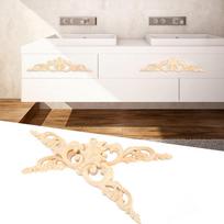 European Style Wood Flower Carving Applique Furniture Home Wall Decorative Decal Accessories
