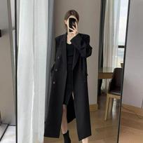 Spring and Autumn Long Windbreaker Suit Coat Casual Mid-length Suit British Style Slim-fit Jacket Women XL juoda