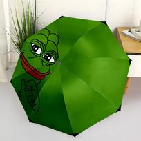 Pepe The Frog Sticker   Green Circle Design Umbrella   Cute Umbrella with Cute Design, Portable 3 Fold Compact Umbrella for Men & Women,S364