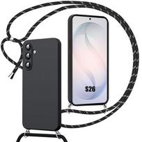 Coque pour Samsung Galaxy S26, Protection Silicone Liquide Antichoc Anti-Rayure avec Cordon Noir juoda