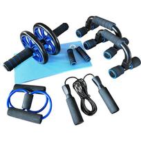 7-Piece Ab Wheel Fitness Set: Includes Push-Up Bars, Jump Rope, and Figure-Eight Resistance Bands
