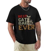 Best Cat Dad Ever Funny Design T Shirt Harajuku Short Sleeve T-shirt 100% Cotton Graphics Tshirt Tops S smėlis