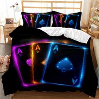 Poker Card Duvet Cover For Boys Girls Teen,Playing Gambling Queen Twin Polyester Comforter Cover King Of Clubs Bedding Set EU single(135x200cm)