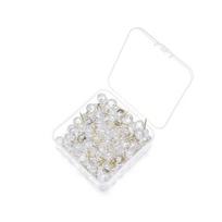 100-Piece Transparent Silver Round Push Pins & Fasteners Set