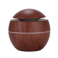Wood Grain Ultrasonic Aroma Diffuser & USB Humidifier with Silent Lamp brown