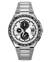 „Citizen Eco-Drive“ radijo bangomis valdomas GMT Chronograph Super Titanium Sidabrinis ciferblatas AT8238-84A 100M vyriškas laikrodis sidabras