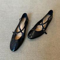 Leather version~ retro cross-buckle ballet shoes low-heeled temperament Mary Jane shoes shallow mouth round head single shoes women 35