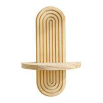 Oval Spiral Wall Floating Shelf Bohemia Farmhouse Rustic Wooden Wall Mount Display Shelf Decoration Living Room Bedroom Bathroom Storage Rack A