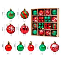 44 dalių Kalėdų eglutės pakabinamų rutuliukų rinkinys - 6 cm spalvoti papuošalai 3cm+6cm ball/24*24*6cm set box