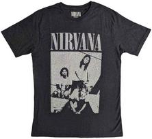 Nirvana T Shirt Sitting Band Logo Official Unisex Black Distressed S juoda