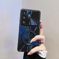 Suderinama su Samsung S26 Ultra/S24/S25 Plus magnetiniu telefono dėklu su besisukančiu stoveliu S24 FE white
