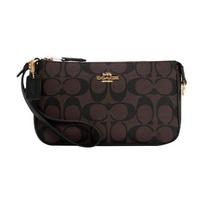 COACH clutch bag Nolita 19 metal logo signature logo embossed charm coated canvas and smooth leather mahjong underarm wrist small women's brown black juoda