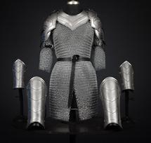 Moterų riterio šarvų komplektas su grandininio šarvo marškiniais Viduramžių kario LARP Cosplay kostiumas gray