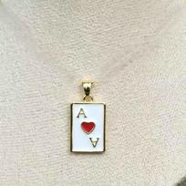 Trendy Square Red Heart Oil Drip Pendant Necklace - Hip-hop Poker Style