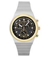 Citizen Eco-Drive Chronograph Stainless Steel Black Dial AT2544-64E Men's Watch juoda