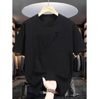 Europos dydžiai Vyriški vasariniai trumparankoviai marškinėliai su raidės „“ spauda - Atsipalaiduojantis apvalios apykaklės kvėpuojantis viršutinis drabužis, trumparankoviai vasaros drabužiai karštam orui S juoda